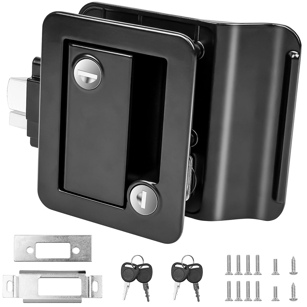 Siasky front view of black RV door lock showing durable finish and secure fit