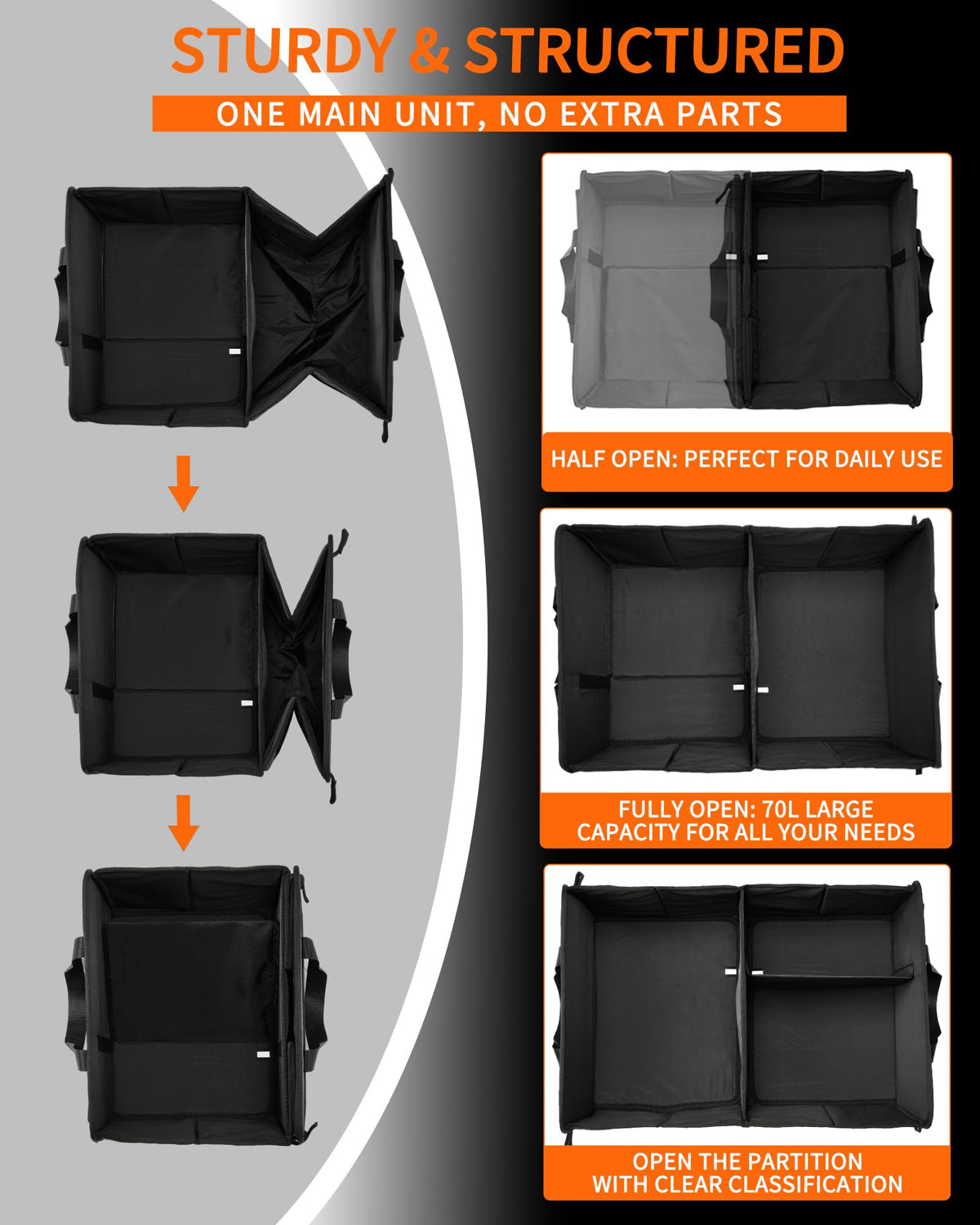 SIBOFUEGO folded flat demonstrating compact, space-saving storage