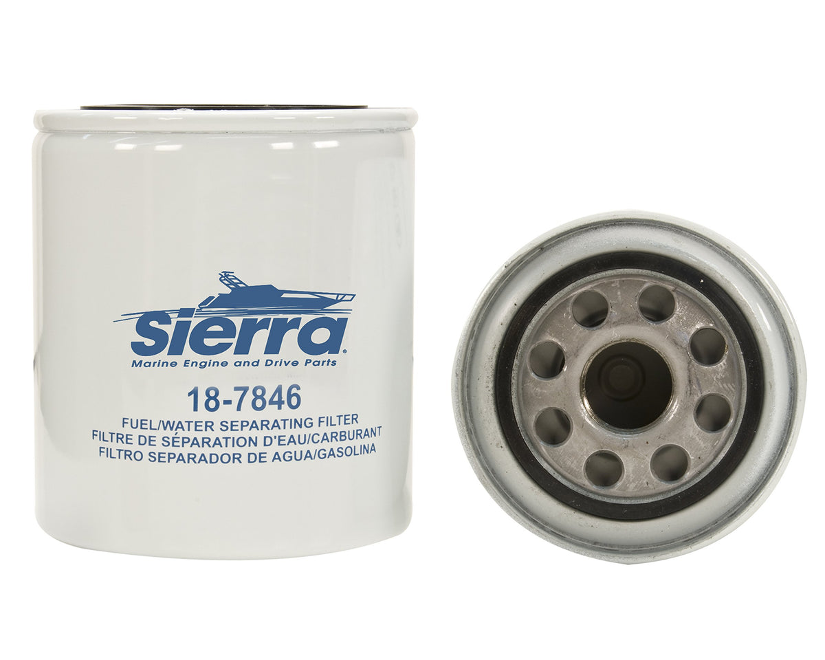 Sierra 18-7846 installed on engine demonstrating universal 1"-12 thread fit for quick replacement