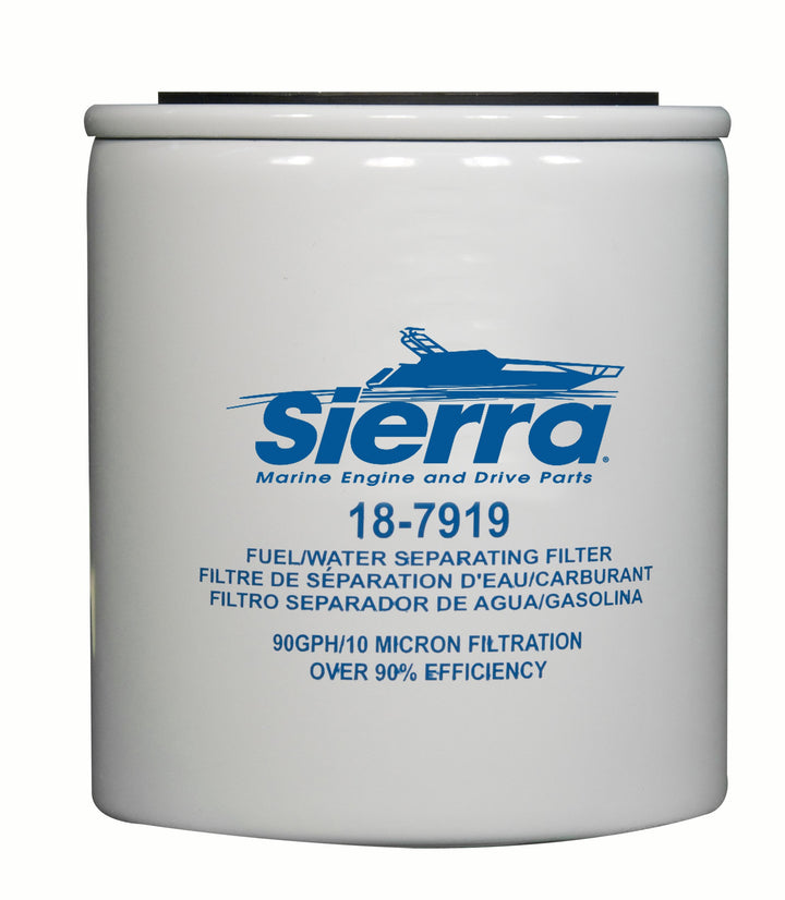 Sierra front view spin-on filter showing fit and secure connection benefit