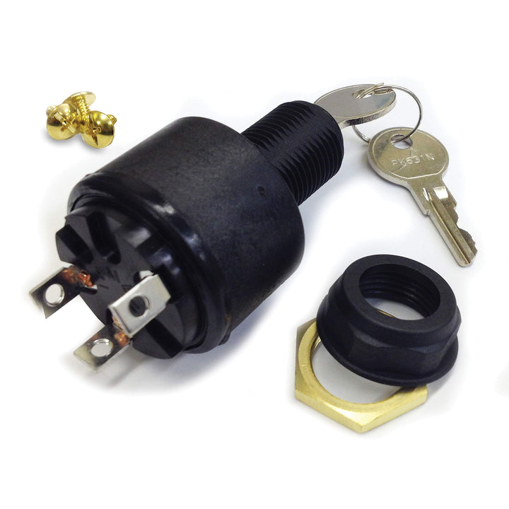 Sierra front view of ignition switch showing face and mounting nut, durable fit