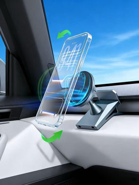 SiLiANK front view of Cybertruck mount showing clean dashboard integration and secure hold