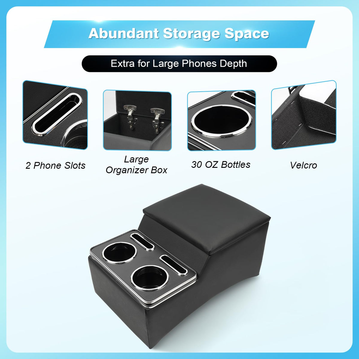 SILIVN cup holders close-up with anti-shake clips to prevent spills