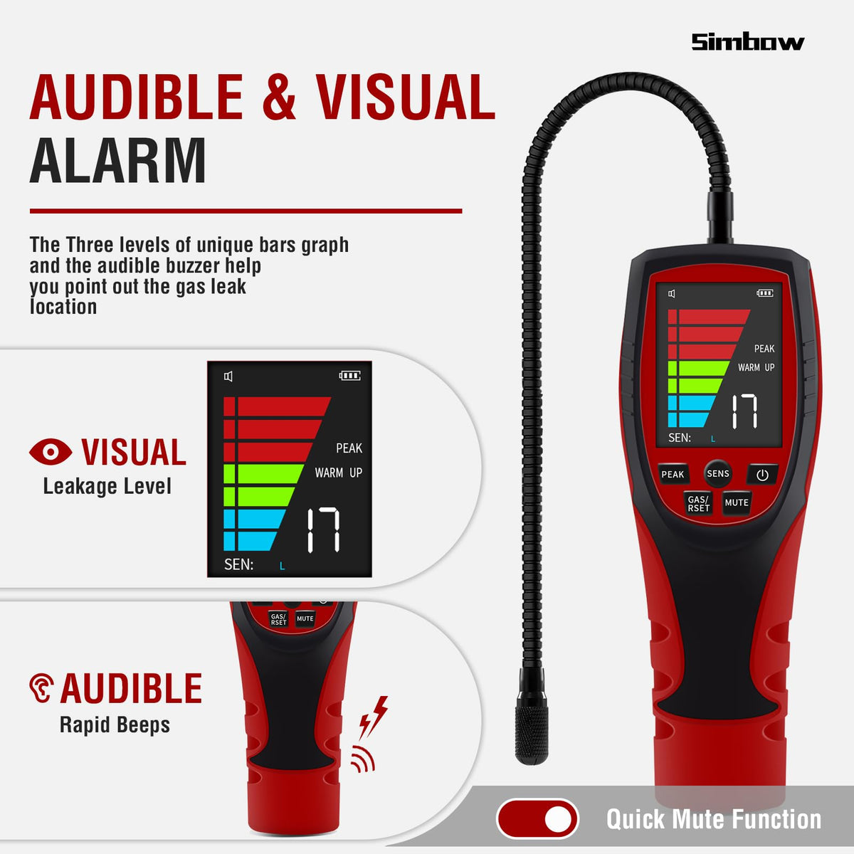 Simbow color screen displaying readings clearly for fast interpretation