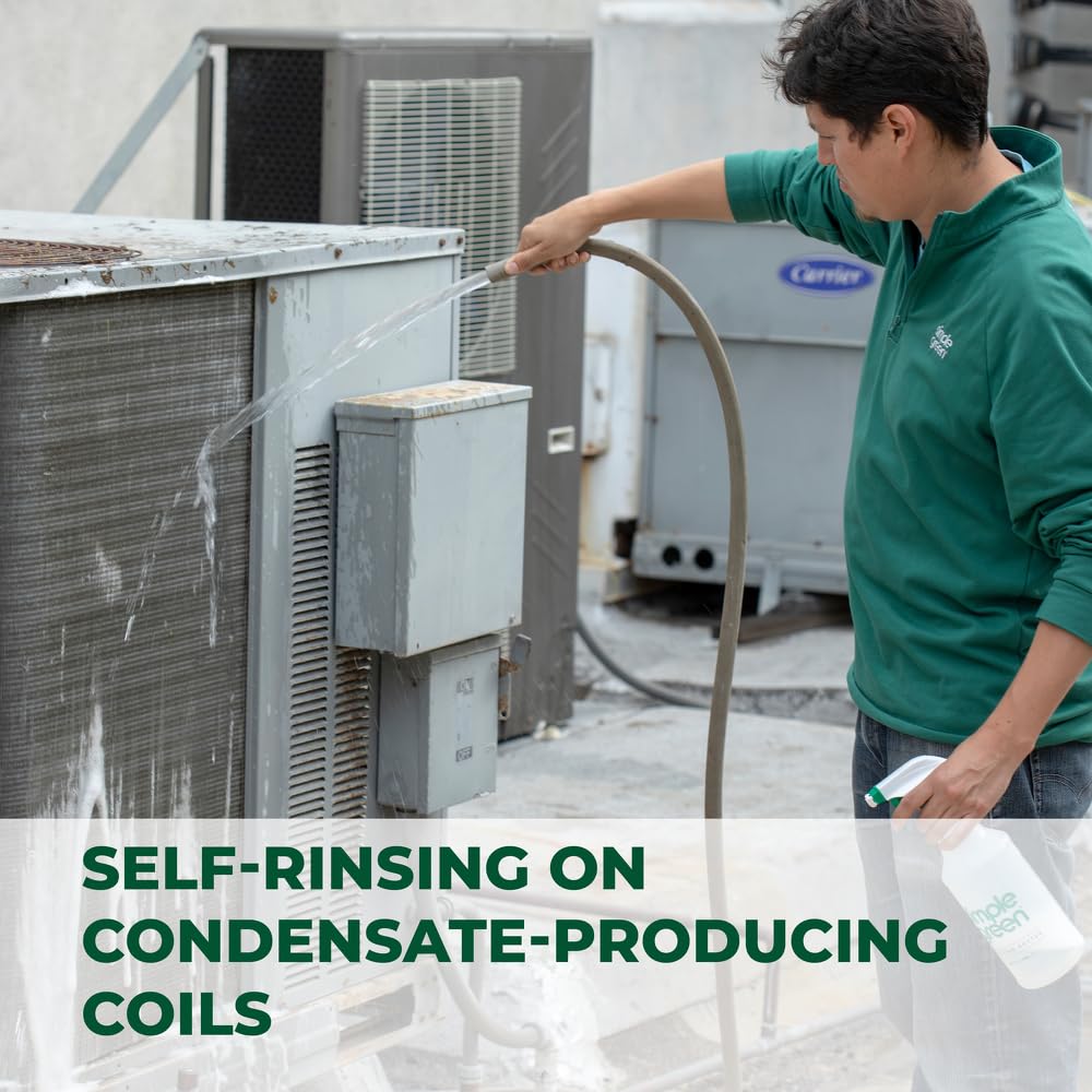 Simple Green thick foam clinging to coil demonstrating improved contact time benefit