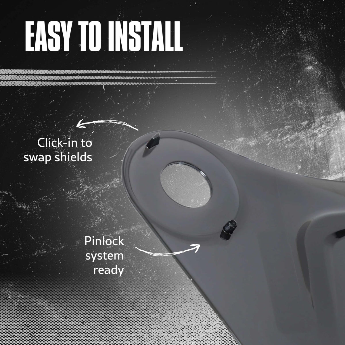 SIMPSON shield mounted on Mod Bandit helmet side profile for quick fit benefit