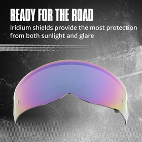 SIMPSON iridium shield beside a ruler showing scale and full-face coverage