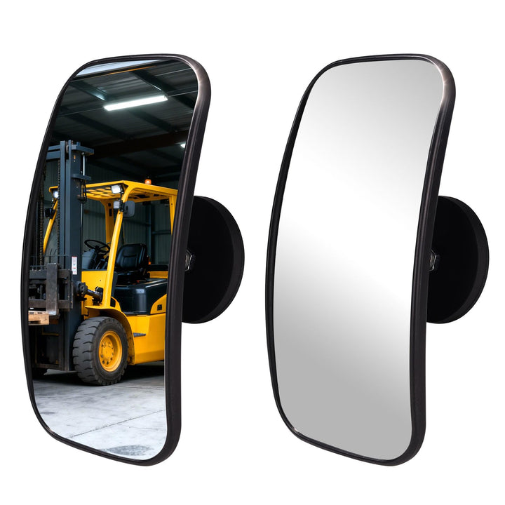 Sinbana front view of two black square magnetic mirrors showing compact design and quick install benefit