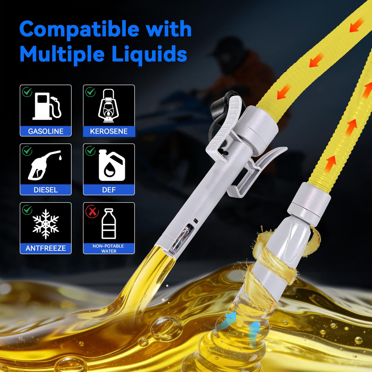 SINCEHOLY long output hose and nozzle demonstrating reach and controlled pouring