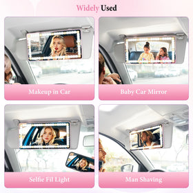 SINGARO mirror next to sunglasses for scale showing compact design and space-saving fit