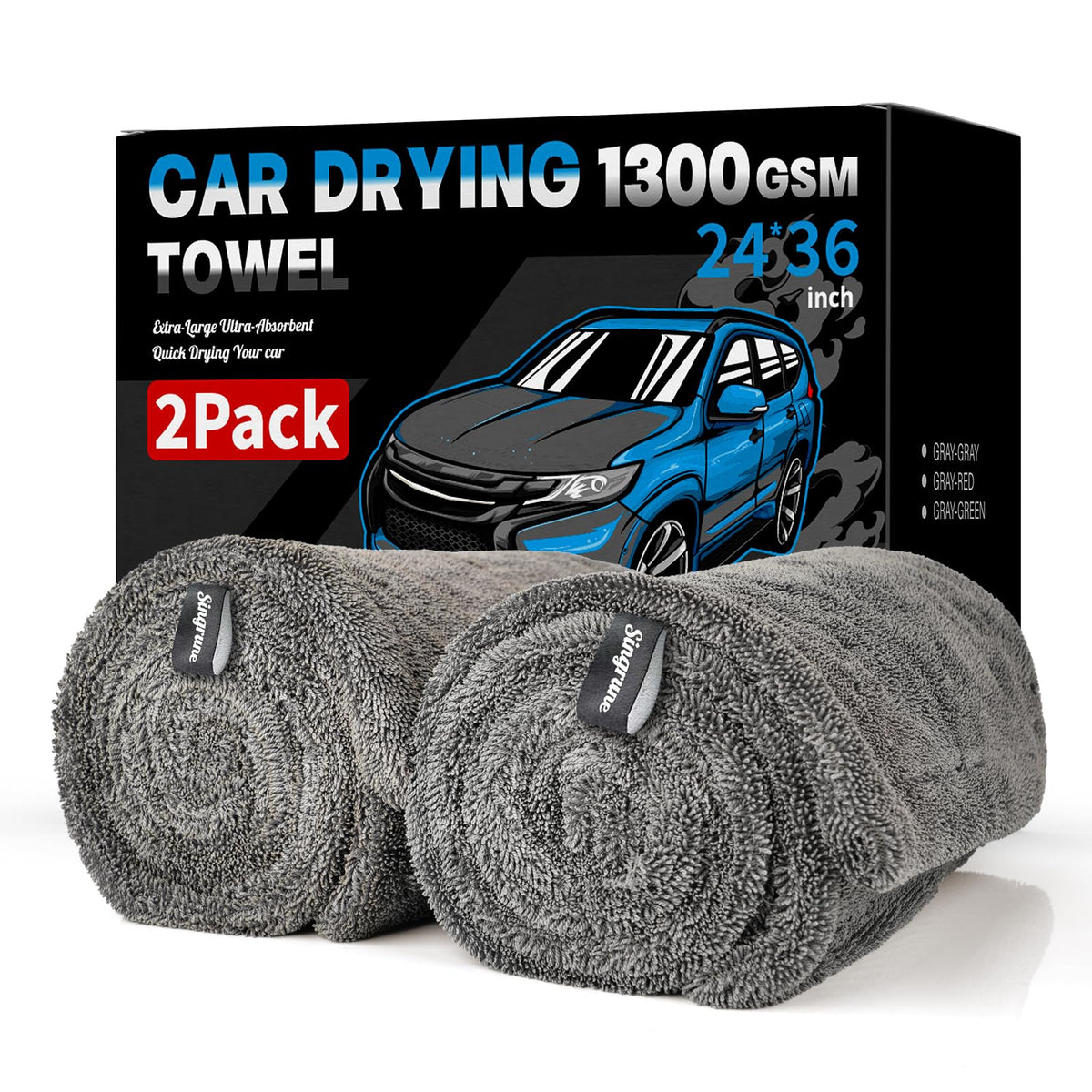 Singrune front folded towel showing plush pile and quick coverage benefit