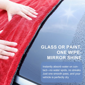 Singrune XL towel spread full-size on car hood demonstrating wide coverage and efficiency
