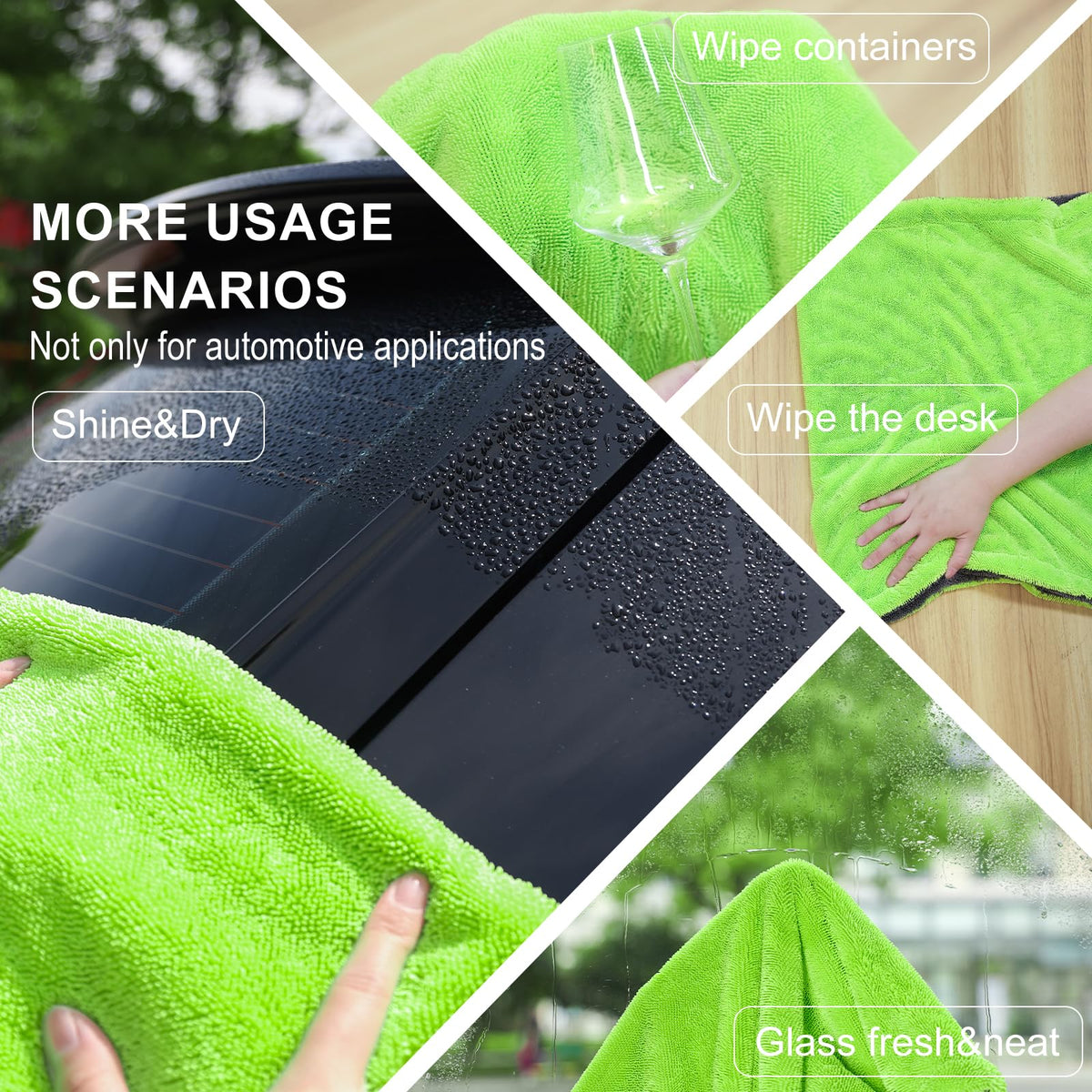 Singrune towel used on interior glass leaving clear, lint-free visibility