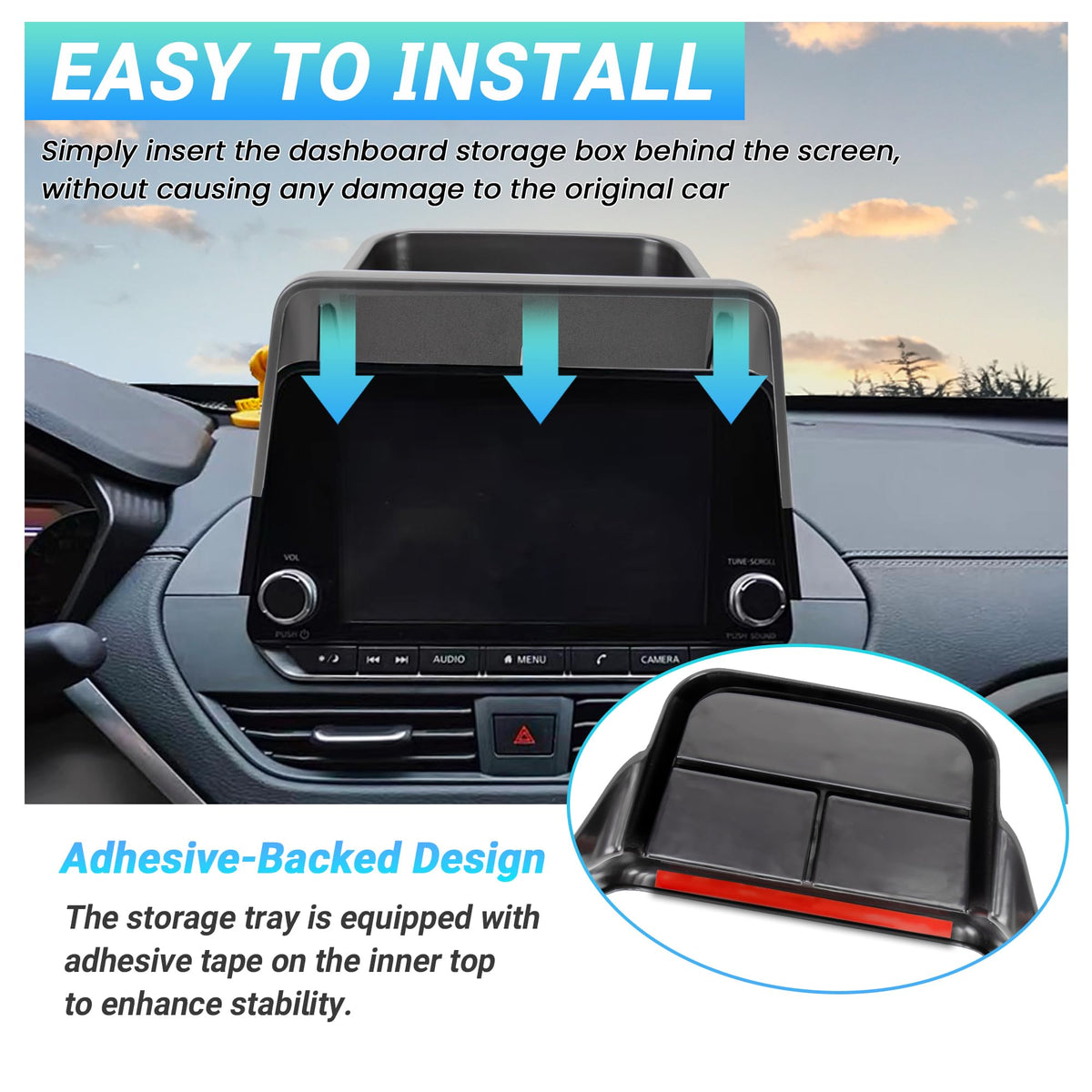 Sinminou adhesive backing detail demonstrating secure stick and residue-free removal