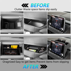 Sinminou dashboard tray installed behind 8-inch screen showing secure fit
