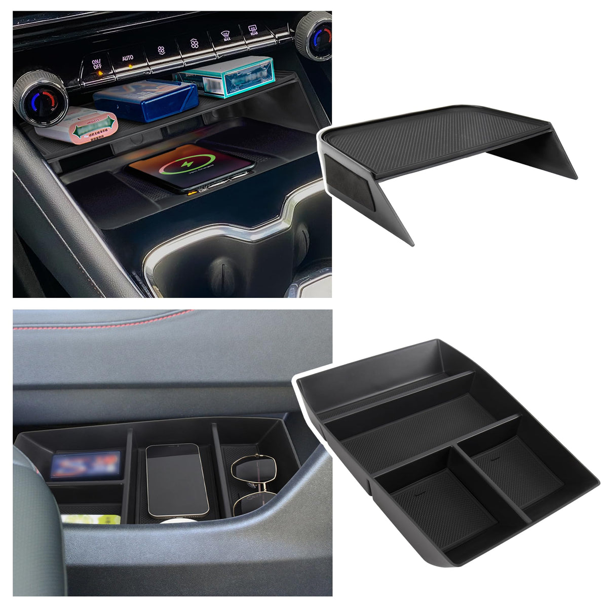 Sinminou front view of console organizer showing clean storage and quick access