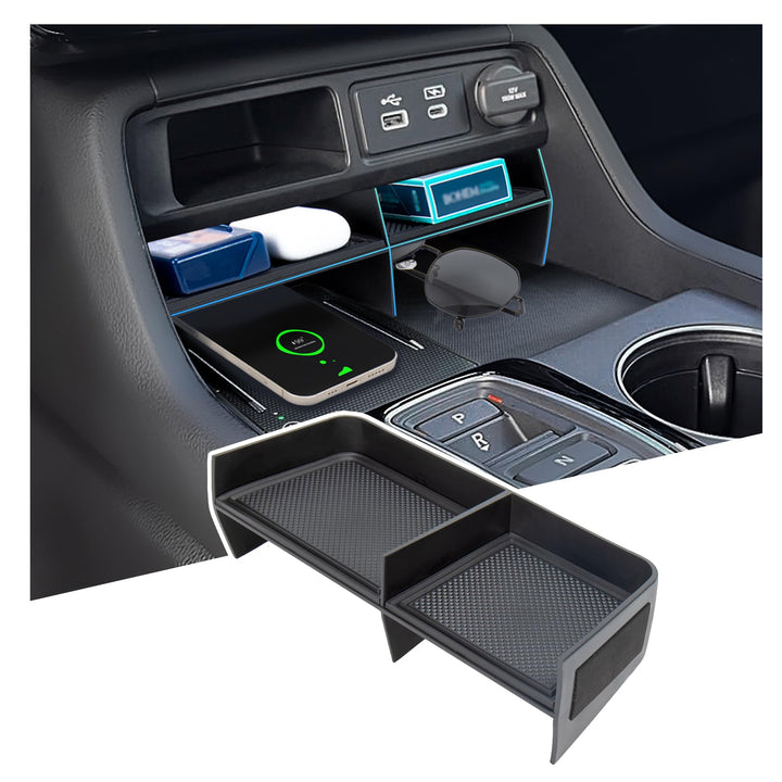 Sinminou front view console organizer showing neat storage and quick access
