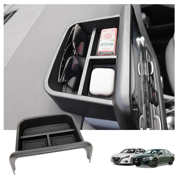 Sinminou front view of dashboard tray showing clean fit and added storage benefit