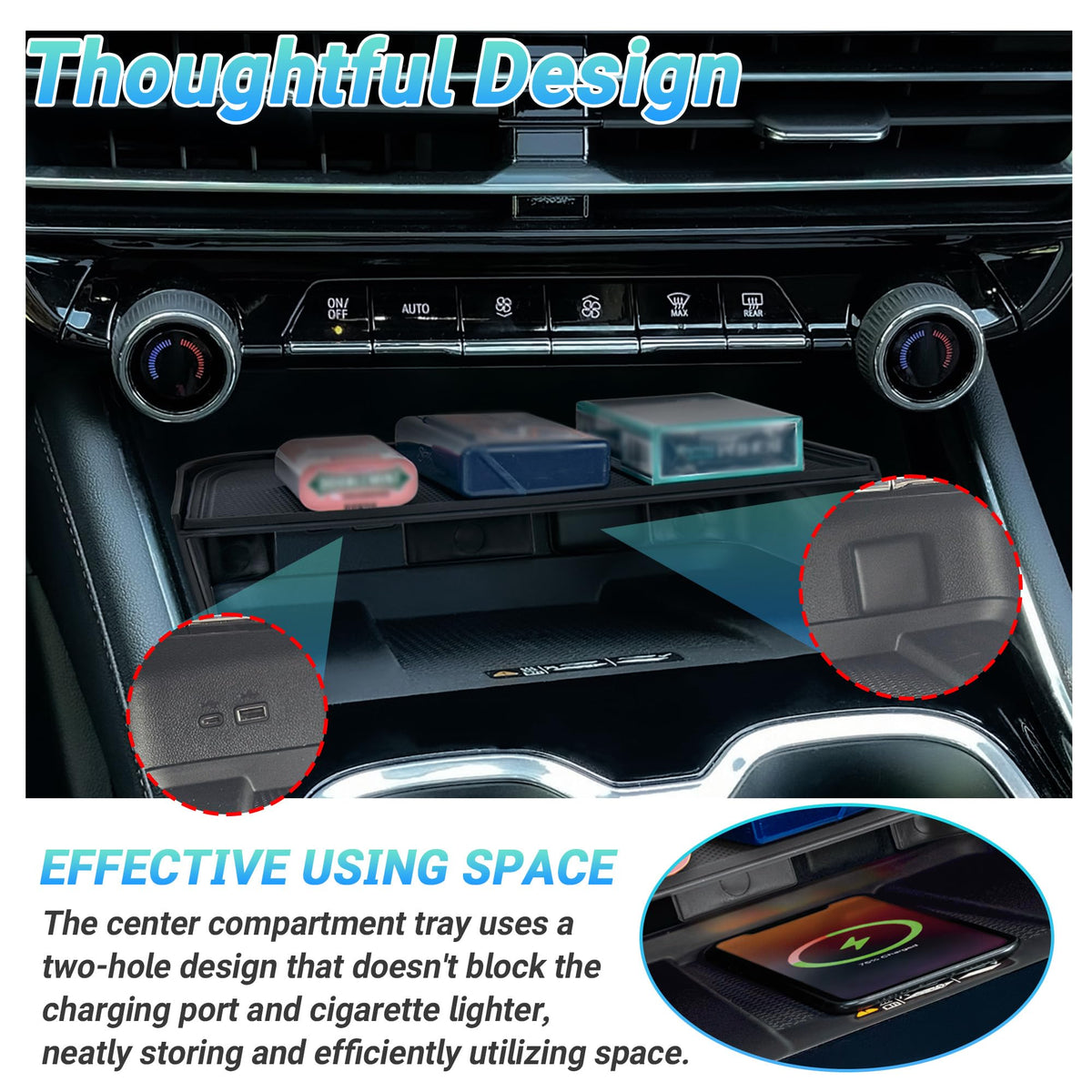 Sinminou tray installed in 2025 Chevy Traverse demonstrating tidy organization