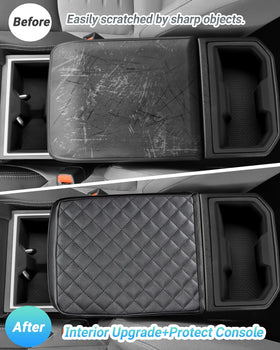 Sinminou cover installed in Tacoma console preventing scratches