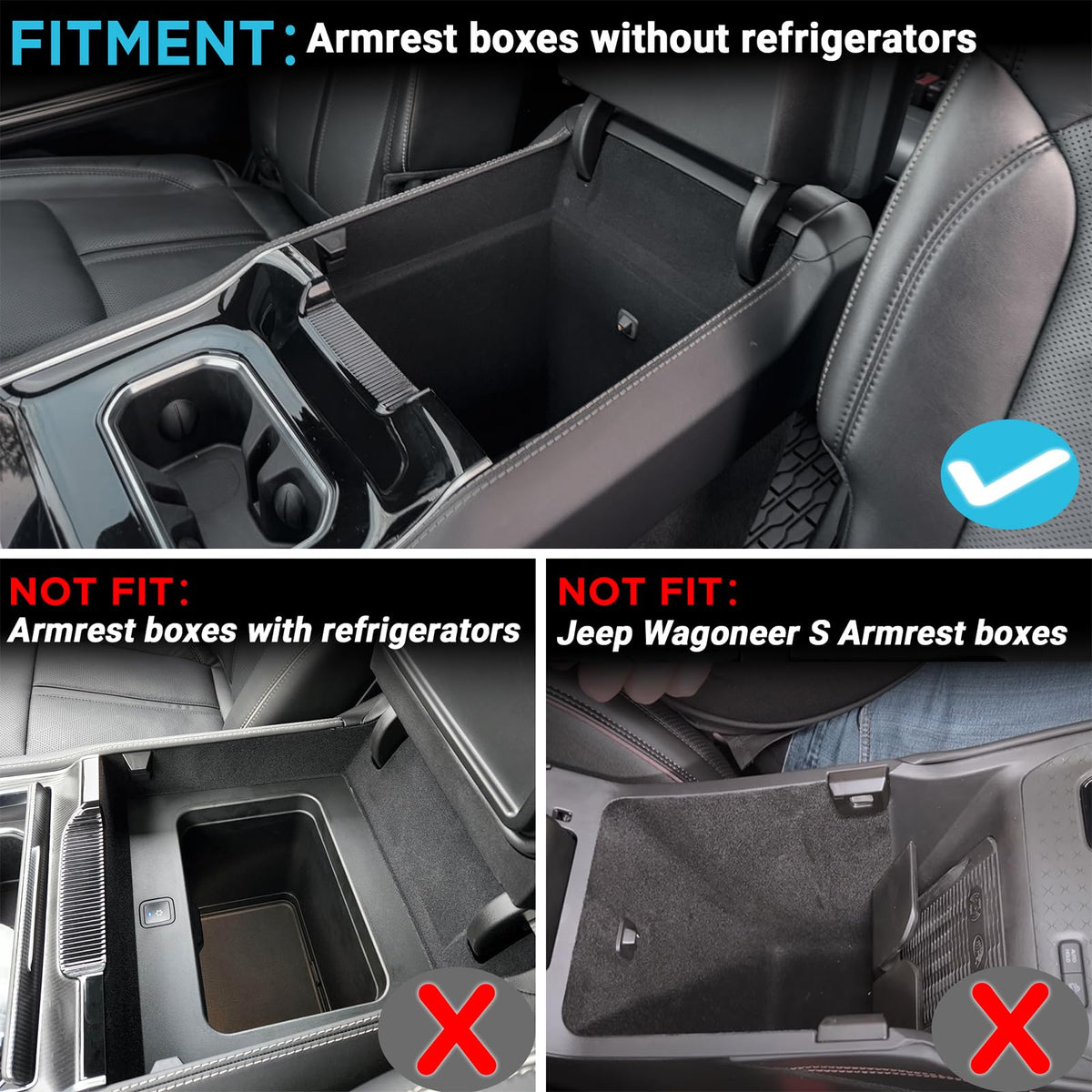 Sinminou installed in Wagoneer armrest for neat organized storage