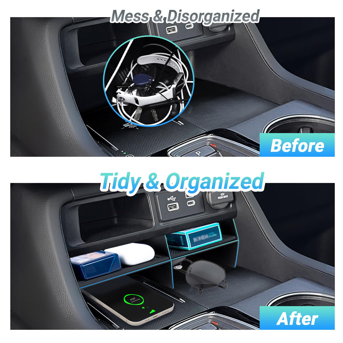 Sinminou installed with phone and keys showing organized, easy access