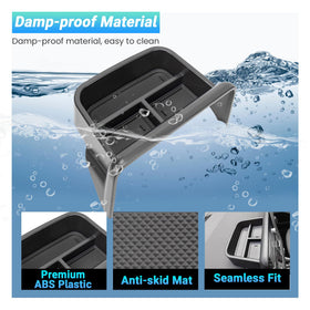 Sinminou top view of three compartments organizing cards, glasses, and cables benefit