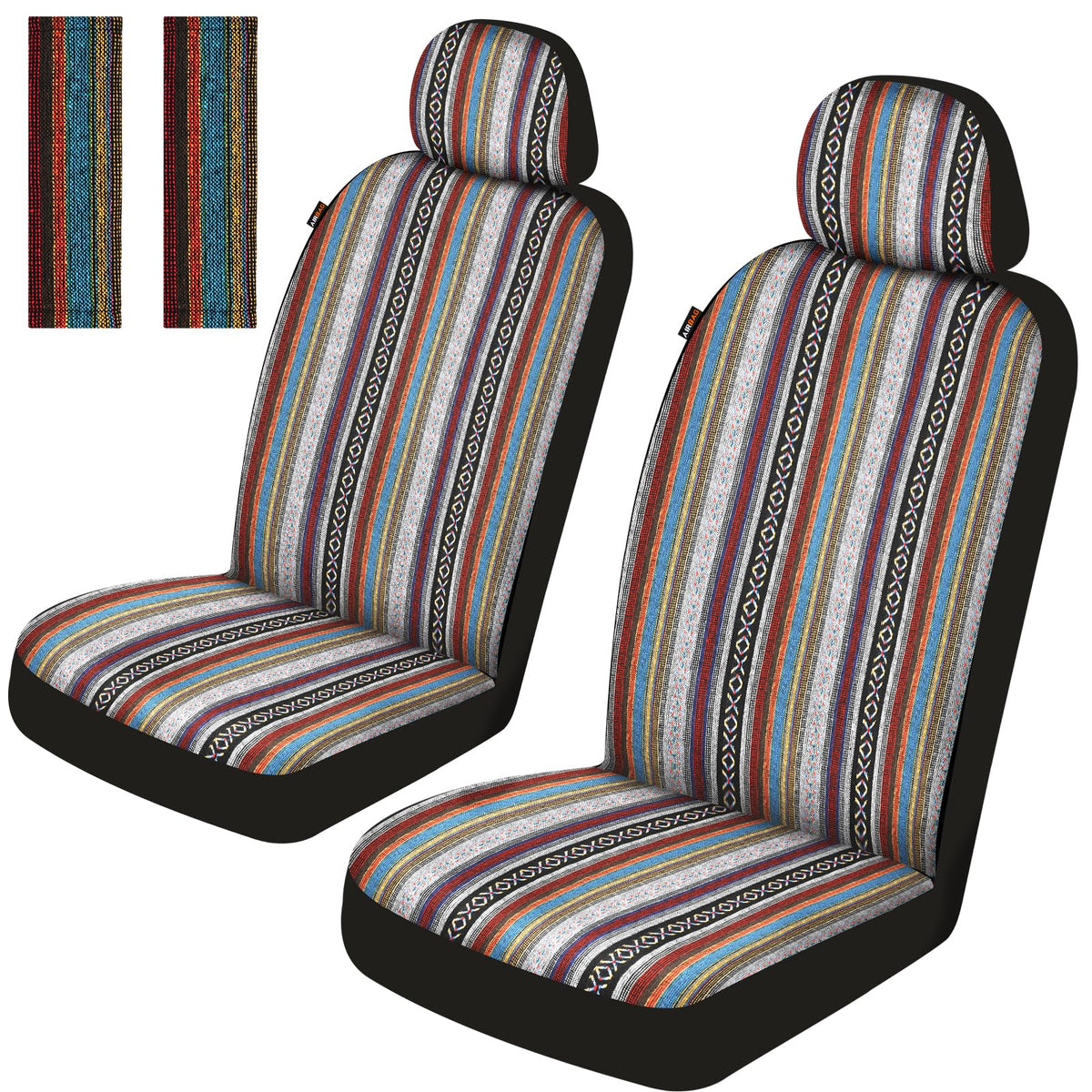 Sino Salected packaging of front seat cover set showing contents and benefit of easy installation