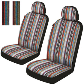 Sino Salected packaging of front seat cover set showing contents and benefit of easy installation