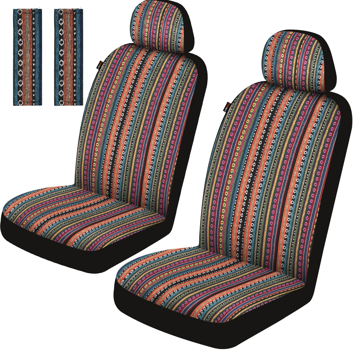 Sino Salected front seat cover showing vibrant Baja pattern and protection