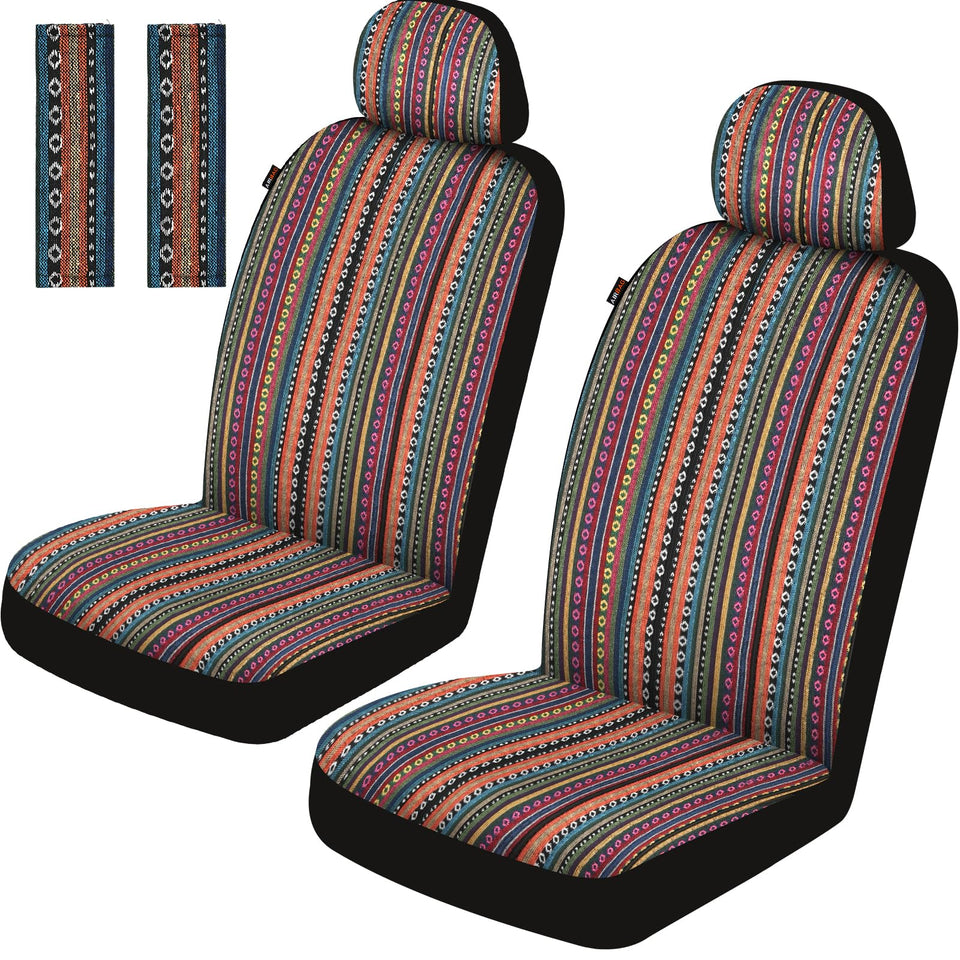 Sino Salected front seat cover showing vibrant Baja pattern and protection