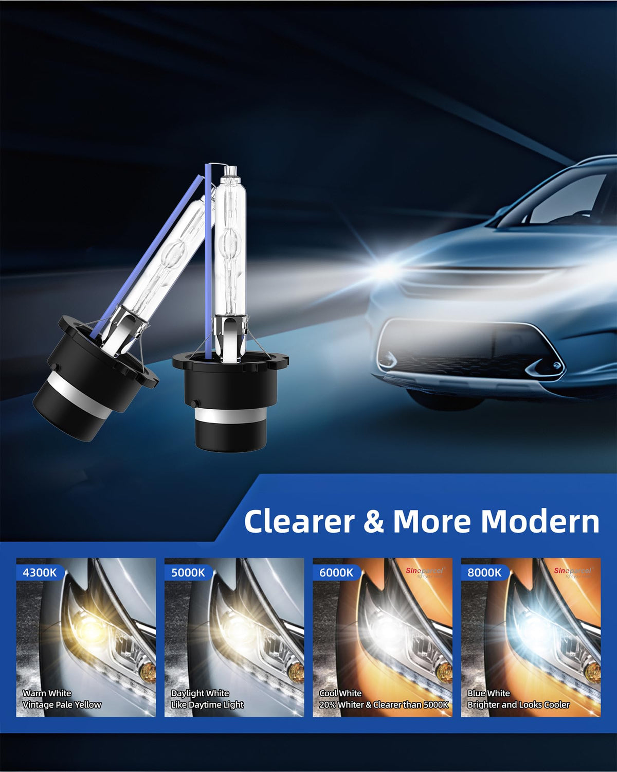 Sinoparcel ice-blue beam on road showing bright contrast and improved visibility benefit