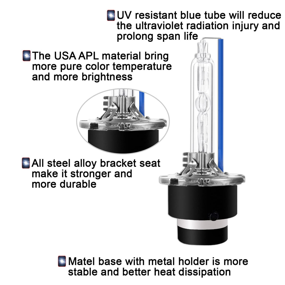 Sinoparcel D2S bulb installed in headlight housing showing accurate beam alignment