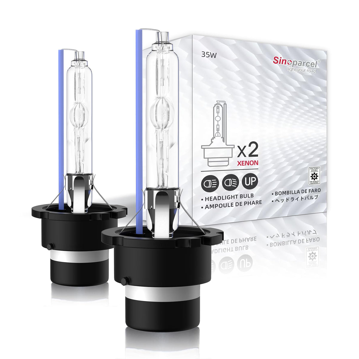 Sinoparcel D4S front view showing bulb shape and fitting benefit of direct replacement
