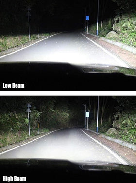 Sinoparcel headlight beam lighting a road at night illustrating improved visibility and cool-white color