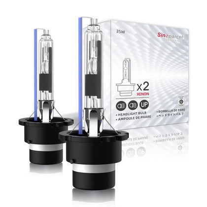 Sinoparcel front packaging showing D2R 8000K bulbs and benefits