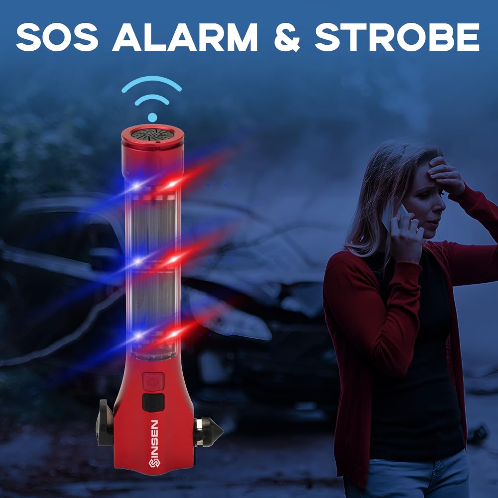 SINSEN magnetic base attached to car trunk providing hands-free warning light