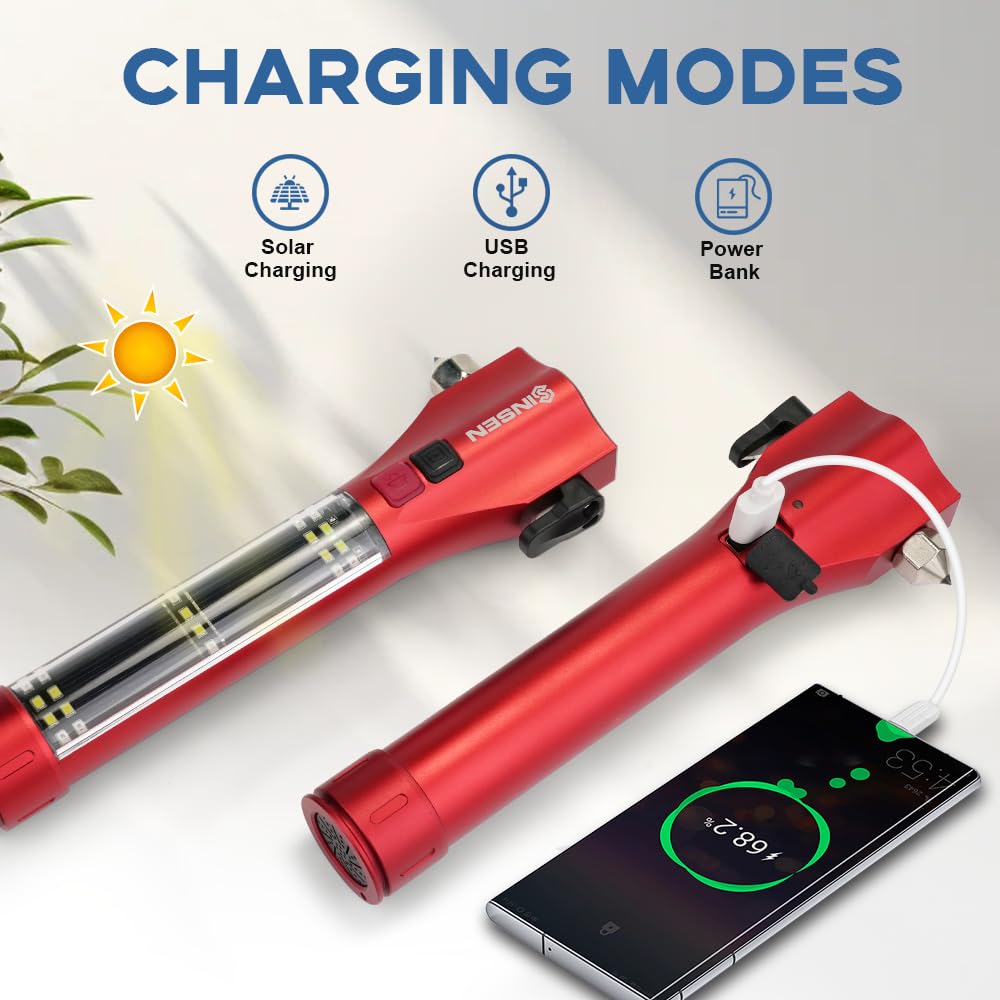SINSEN USB ports and powerbank output charging phone during outages