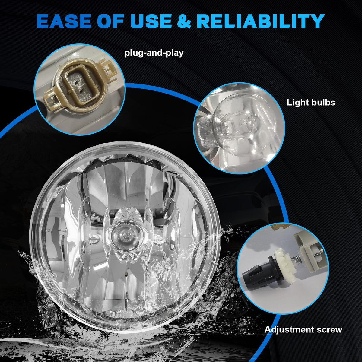 SINYATO INDUST fog lights installed on vehicle front improving wet‑weather visibility