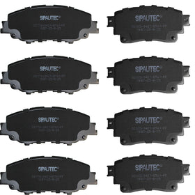 SIPAUTEC front and rear brake pad set in retail-ready packaging, clear fitment labeling