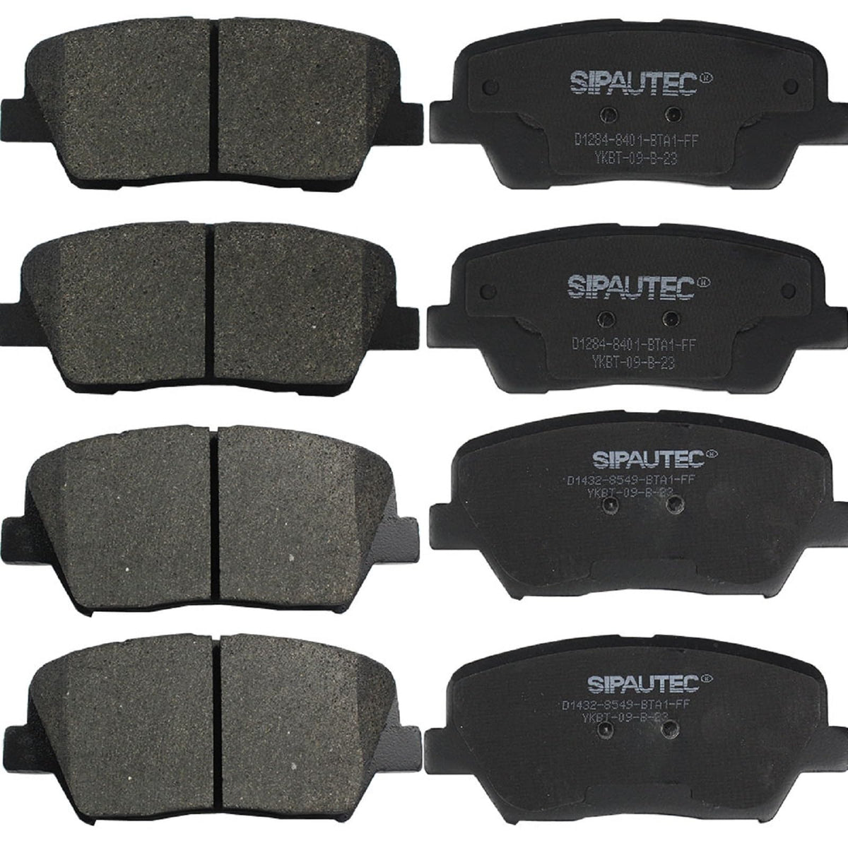 SIPAUTEC front and rear brake pads pack showing complete kit reducing noise