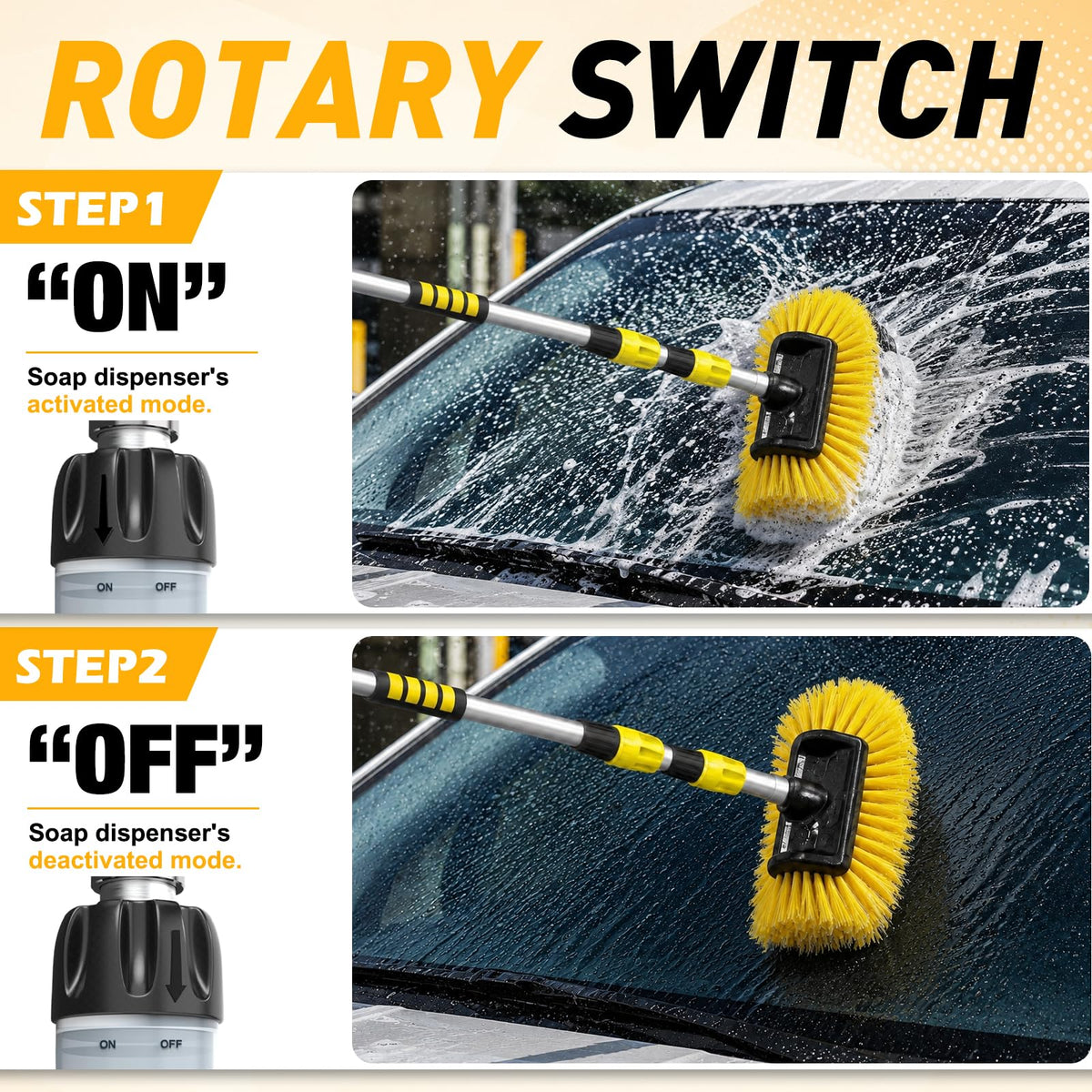 SISUPASSIE brush in use washing an SUV roof for safe ground-level cleaning