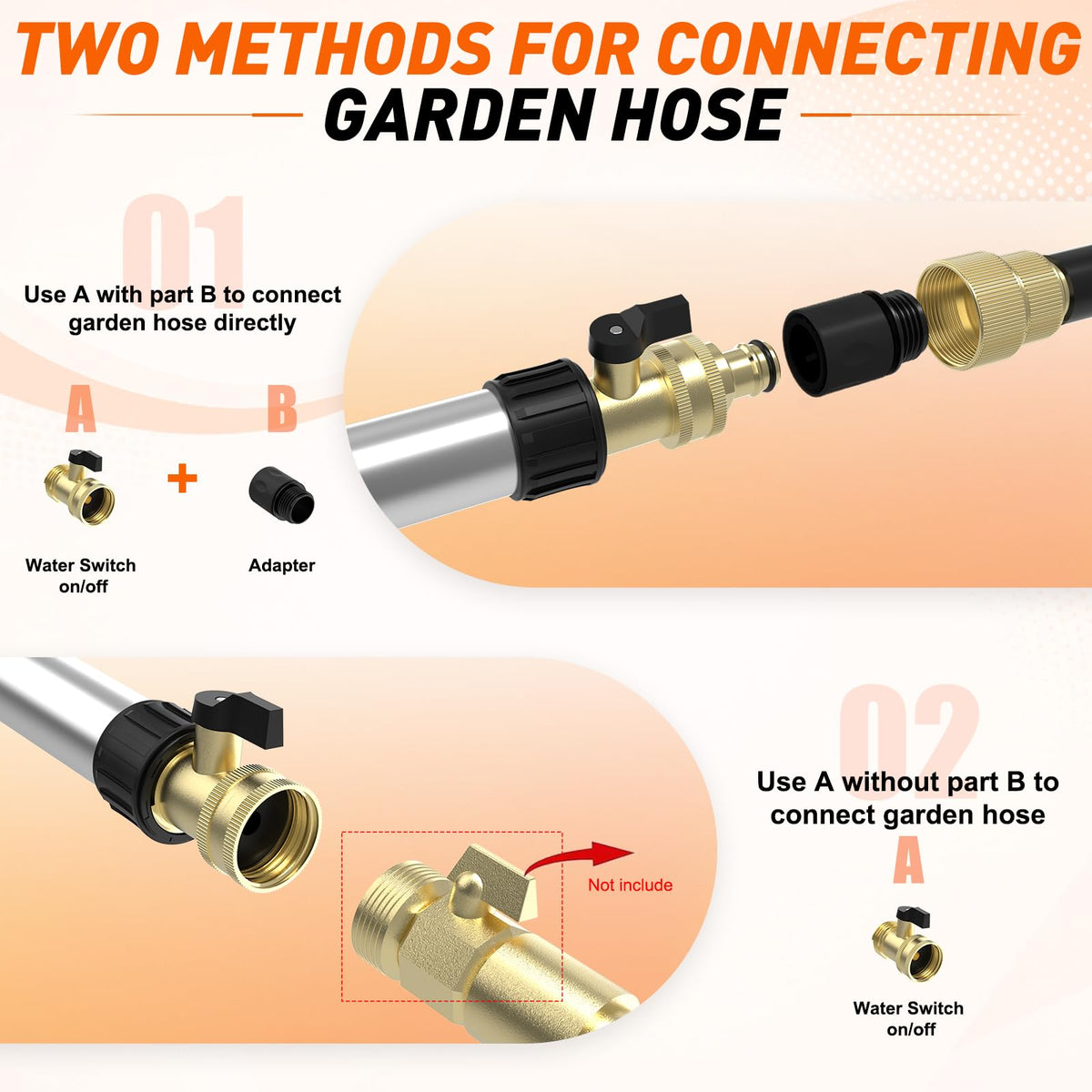SISUPASSIE hose adapter and on/off valve detail for convenient water control