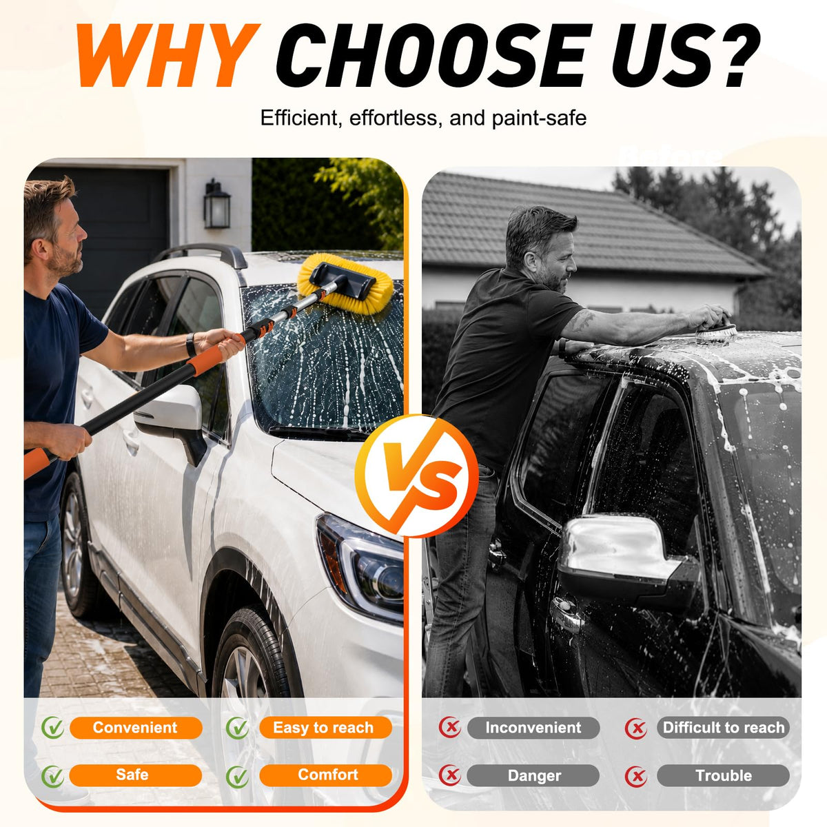 SISUPASSIE brush in use scrubbing an SUV roof to reach without ladders