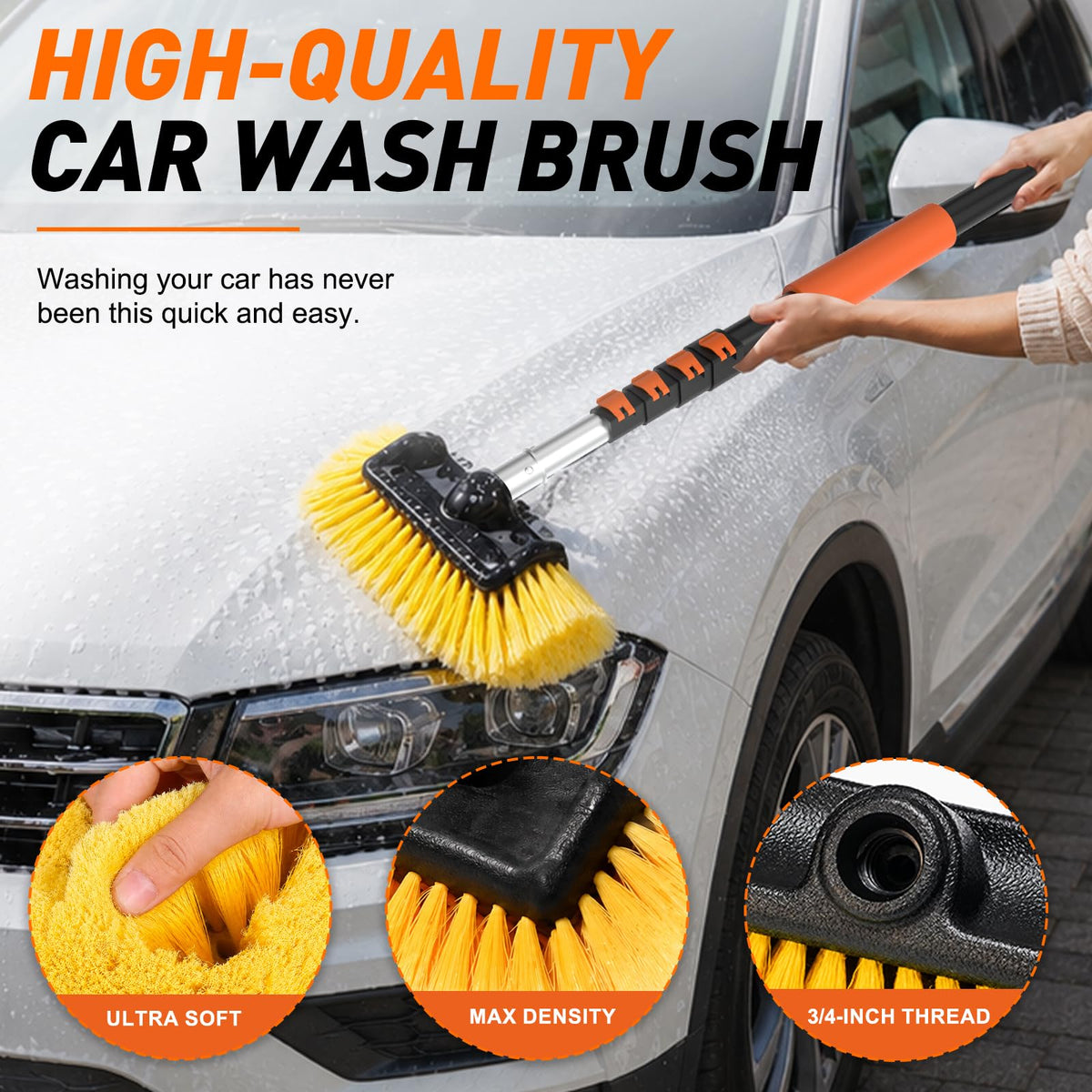 SISUPASSIE 12-inch soft bristle head close-up for scratch-free surface cleaning