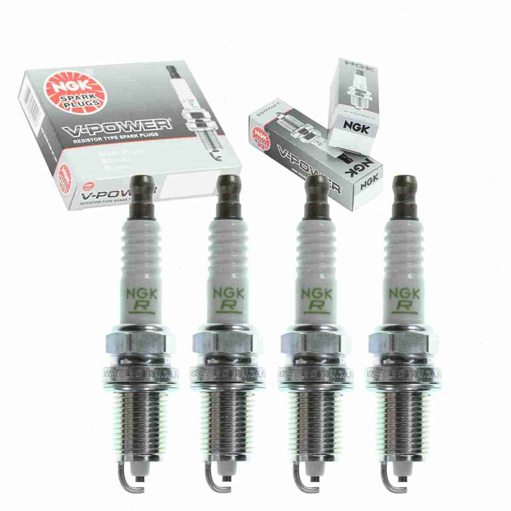 Sixity Auto NGK V-Power front packaging showing four spark plugs and part labeling for correct fit