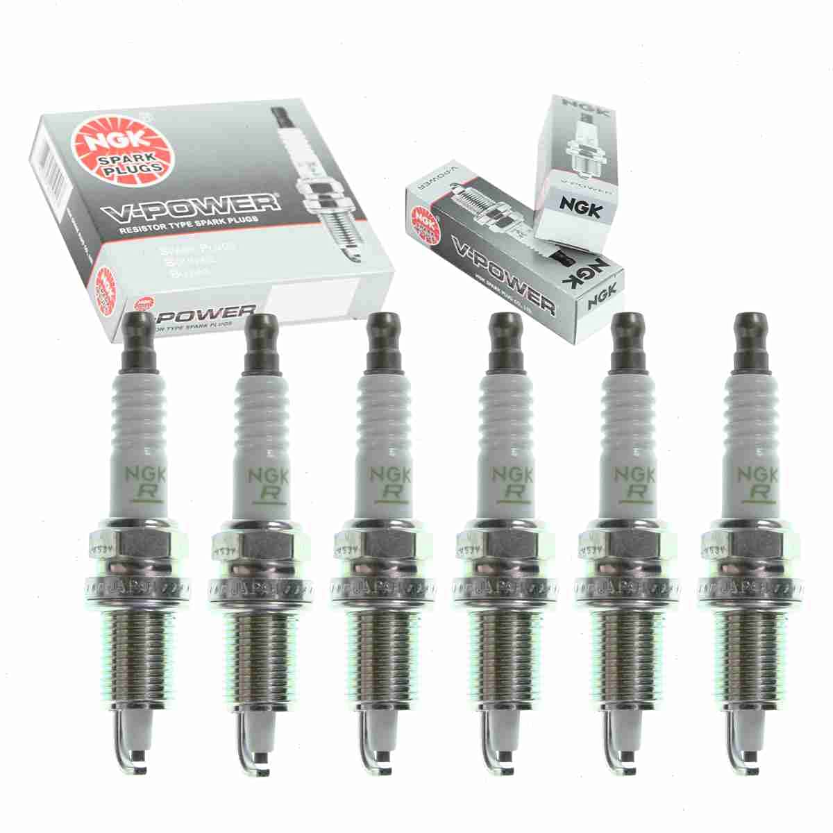 Sixity Auto NGK V‑Power front packaging showing six plugs and fitment benefit