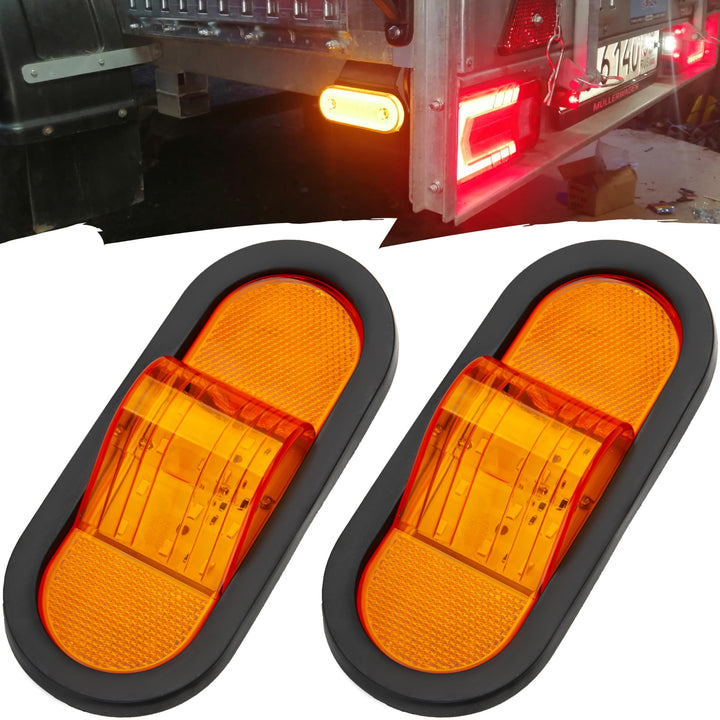 Sixzoo front view amber oval marker light showing bright lens and improved visibility