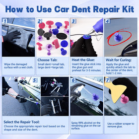 SJPLZQC kit in use on a car door demonstrating paint-preserving repair