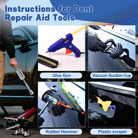 SJPLZQC suction cups and rubber hammer for gentle shallow dent removal